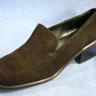 ANN TAYLOR WOMENS BROWN SUEDE MID HEEL LOAFERS 7.5 M