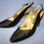 PANCALDI BLACK SILK EVENING SLINGBACK PUMPS SIZE 8.5 AA