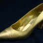 PANCALDI WOMENS GOLD LEATHER CAP-TOE PUMPS 6 B EUC