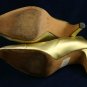 PANCALDI WOMENS GOLD LEATHER CAP-TOE PUMPS 6 B EUC