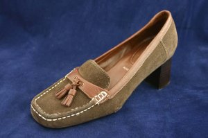 NICKELS WOMENS BRN SUEDE TASSEL LOAFER PUMPS 8 M MINT