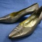 PETRA GOLD LEATHER MID-HEEL PUMPS 7.5 M