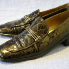 STUART WEITZMAN BROWN CROCO LEATHER LOAFERS 7 N