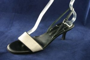 ANN TAYLOR WOMENS BLK & LINEN SLINGBACK SANDALS 7 M NEW