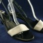 ANN TAYLOR WOMENS BLK & LINEN SLINGBACK SANDALS 7 M NEW