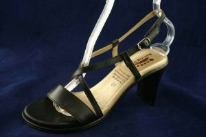 SPRING STEP BLACK LEATHER STRAPPY SANDALS 37/6.5 M NEW