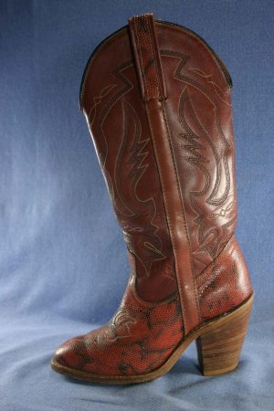VTG MISS CAPEZIO BRN LIZARD COWBOY BOOTS 5.5 M EUC