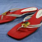 MARINO BOUTIQUE WHITE LEATHER BEADED THONG SANDALS 11 M