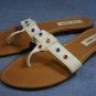 STEVE MADDEN WHITE LEATHER THONG SANDALS FLATS 8.5 M