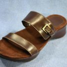 ENZO ANGIOLINI BROWN LEATHER WEDGE SLIDE SANDALS 6.5 M