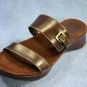 ENZO ANGIOLINI BROWN LEATHER WEDGE SLIDE SANDALS 6.5 M