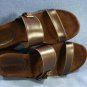 ENZO ANGIOLINI BROWN LEATHER WEDGE SLIDE SANDALS 6.5 M