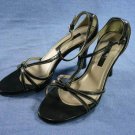 HILLARD & HANSON BLACK T-STRAP PUMPS SANDALS 5.5 M NEW