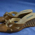 NICKELS LT BROWN WEDGE SOLE SLIDE SANDALS 8 M