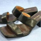 NINE WEST CHUREN BLACK LEATHER SLIDE SANDALS 7 M MINT