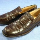 ANN TAYLOR BROWN CROCO LEATHER LOAFERS SIZE 6 M ITALY