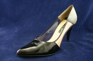 NINE WEST WOMENS BLACK PATENT HIGH HEEL PUMPS 9.5 M