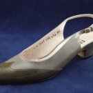 FERRAGAMO WOMENS GREEN & TAUPE SLINGBACK PUMPS 8 AA EUC