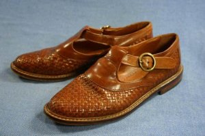 JOAN & DAVID BROWN WOVEN LEATHER FLATS SHOES 36.5/6 M
