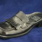 JOAN & DAVID WOMEN BLACK LEATHER SHAWL MULES 37.5/7.5 M