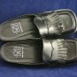 JOAN & DAVID WOMEN BLACK LEATHER SHAWL MULES 37.5/7.5 M
