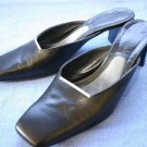 ROBERT CLERGERIE FRANCE BLK LEATHER MID-HEEL MULES 6 M