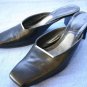 ROBERT CLERGERIE FRANCE BLK LEATHER MID-HEEL MULES 6 M