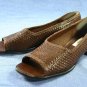 TALBOTS BROWN WOVEN LEATHER OPEN TOE FLATS 7.5 M