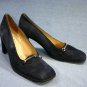 ENZO ANGIOLINI NAVY SUEDE HORSEBIT PUMPS HEEL 9 AA MINT