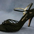 NINA BLACK SATIN STRAPPY HIGH HEEL EVENING SHOES 9.5 M