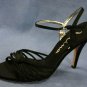 NINA BLACK SATIN STRAPPY HIGH HEEL EVENING SHOES 9.5 M