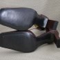 BCBG PARIS BURGUNDY LEATHER X-STRAP PUMPS 8 B MINT