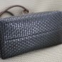 NEIMAN MARCUS BLACK & BRN WOVEN LEATHER HANDBAG ITALY