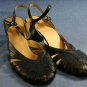 GREYHOUND FOOTWEAR BLK LEATHER ANKLE STRAP PUMPS 39/8.5