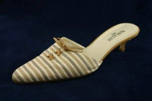 PANCALDI 1888 WOMENS TAN STRIPED FABRIC MULES 10 B $395