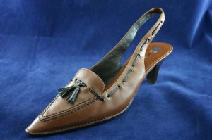 DANI BLACK WOMENS BROWN SLINGBACK TASSEL PUMPS 9.5 M