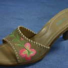 NICOLE TAN SUEDE HIGH HEEL SLIDE SANDALS 7 M MINT