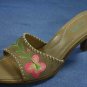 NICOLE TAN SUEDE HIGH HEEL SLIDE SANDALS 7 M MINT