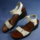 NATURALIZER WHITE LEATHER WEDGE ANKLE STRAP SANDAL 10 M