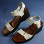 NATURALIZER WHITE LEATHER WEDGE ANKLE STRAP SANDAL 10 M