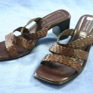 ITALIAN SHOEMAKERS BRN WOVEN LEATHER SLIDE SANDALS 7.5