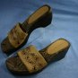 GIANNI BINI WOMENS WOOD WEDGE TAN SLIDE SANDAL 8 M