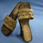 GIANNI BINI WOMENS WOOD WEDGE TAN SLIDE SANDAL 8 M