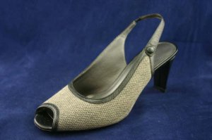 NATURALIZER BLACK & GRAY OPEN TOE SLINGBACK PUMPS 7.5 M
