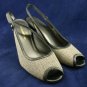 NATURALIZER BLACK & GRAY OPEN TOE SLINGBACK PUMPS 7.5 M