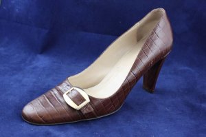 MAX DE CARLO BRN CROCO LEATHER PUMPS 8 B EX++