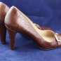MAX DE CARLO BRN CROCO LEATHER PUMPS 8 B EX++