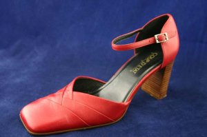 COUP D'ETAT WOMENS RED LEATHER ANKLE STRAP PUMPS 6.5 M