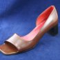 ANN TAYLOR WOMENS BRN LEATHER OPEN TOE PUMPS 7 M MINT
