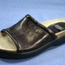 ANNE KLEIN BROWN LEATHER FLAT SLIDE SANDALS 6 M